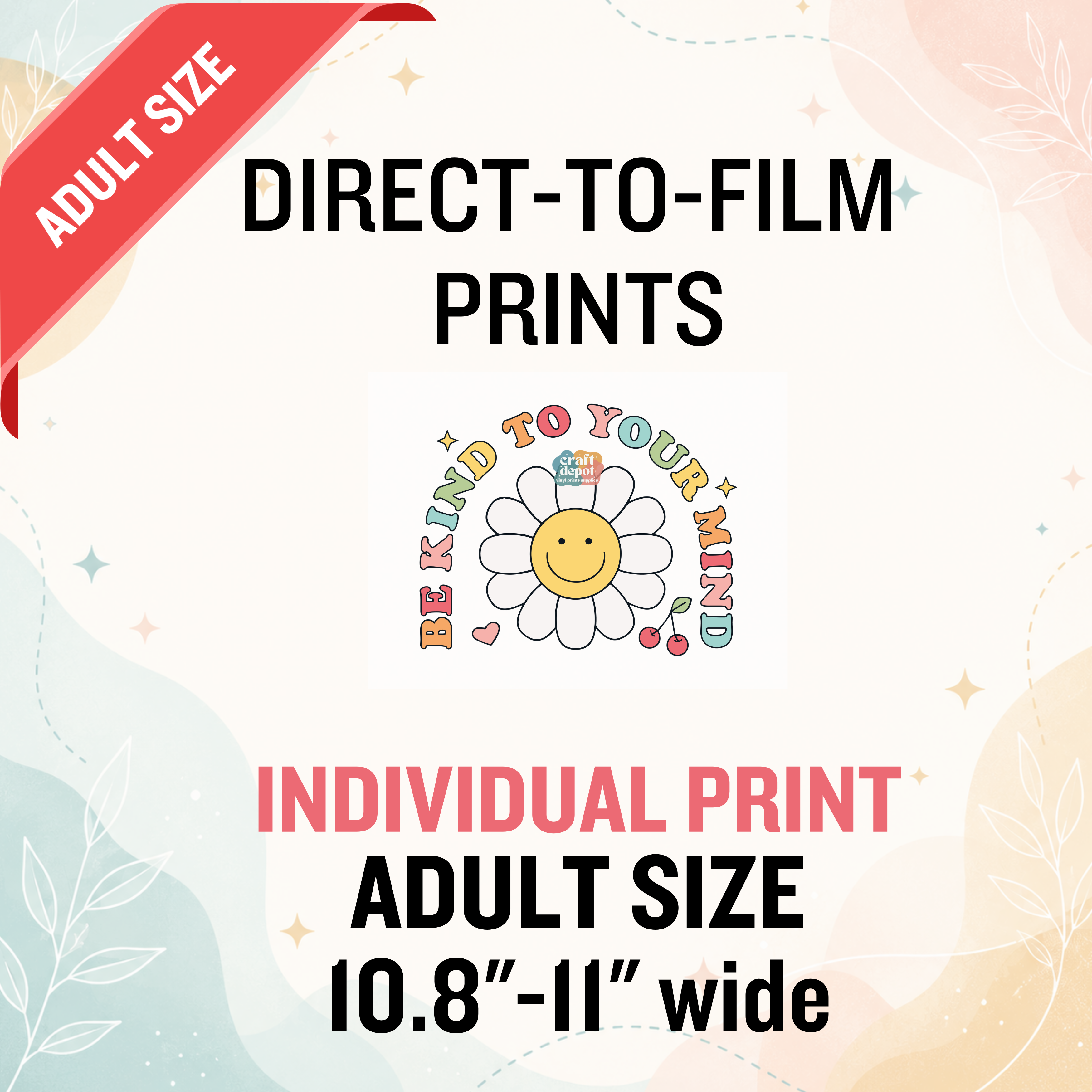 DTF- Custom-INDIVIDUAL Prints-ADULT 10.8"-11" wide
